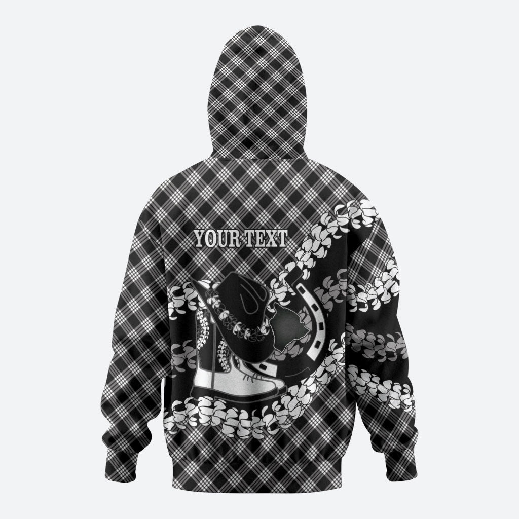 Eleele Hawaii Cowboy Palaka Motifs Personalised Hoodie Paniolo Festival Puakenikeni Lei LT14 - Polynesian Pride