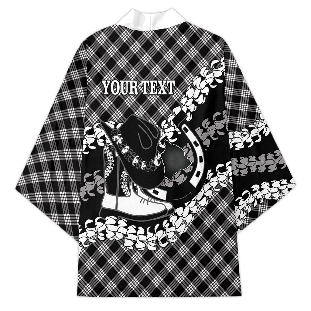 Eleele Hawaii Cowboy Palaka Motifs Personalised Kimono Paniolo Festival Puakenikeni Lei LT14 - Polynesian Pride