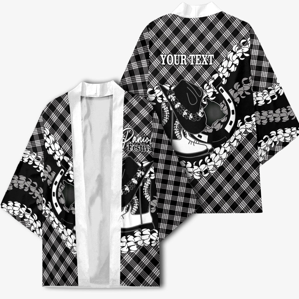 Eleele Hawaii Cowboy Palaka Motifs Personalised Kimono Paniolo Festival Puakenikeni Lei LT14 - Polynesian Pride
