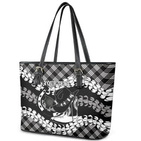 Eleele Hawaii Cowboy Palaka Motifs Personalised Leather Tote Bag Paniolo Festival Puakenikeni Lei LT14 - Polynesian Pride