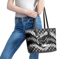 Eleele Hawaii Cowboy Palaka Motifs Personalised Leather Tote Bag Paniolo Festival Puakenikeni Lei LT14 - Polynesian Pride
