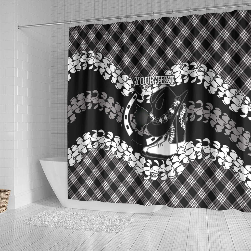 Eleele Hawaii Cowboy Palaka Motifs Personalised Shower Curtain Paniolo Festival Puakenikeni Lei LT14 - Polynesian Pride