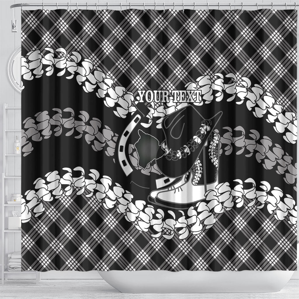Eleele Hawaii Cowboy Palaka Motifs Personalised Shower Curtain Paniolo Festival Puakenikeni Lei LT14 - Polynesian Pride