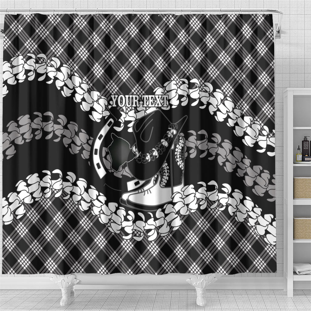 Eleele Hawaii Cowboy Palaka Motifs Personalised Shower Curtain Paniolo Festival Puakenikeni Lei LT14 - Polynesian Pride