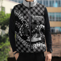 Eleele Hawaii Cowboy Palaka Motifs Personalised Sleeveless Puffer Jacket Paniolo Festival Puakenikeni Lei LT14 - Polynesian Pride