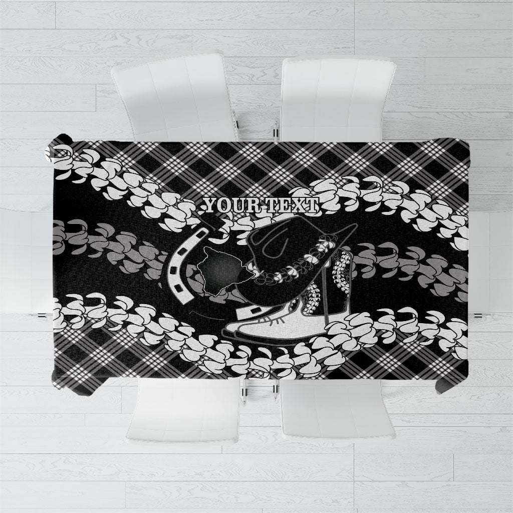 Eleele Hawaii Cowboy Palaka Motifs Personalised Tablecloth Paniolo Festival Puakenikeni Lei LT14 Black - Polynesian Pride