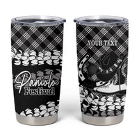 Eleele Hawaii Cowboy Palaka Motifs Personalised Tumbler Cup Paniolo Festival Puakenikeni Lei LT14 Black - Polynesian Pride