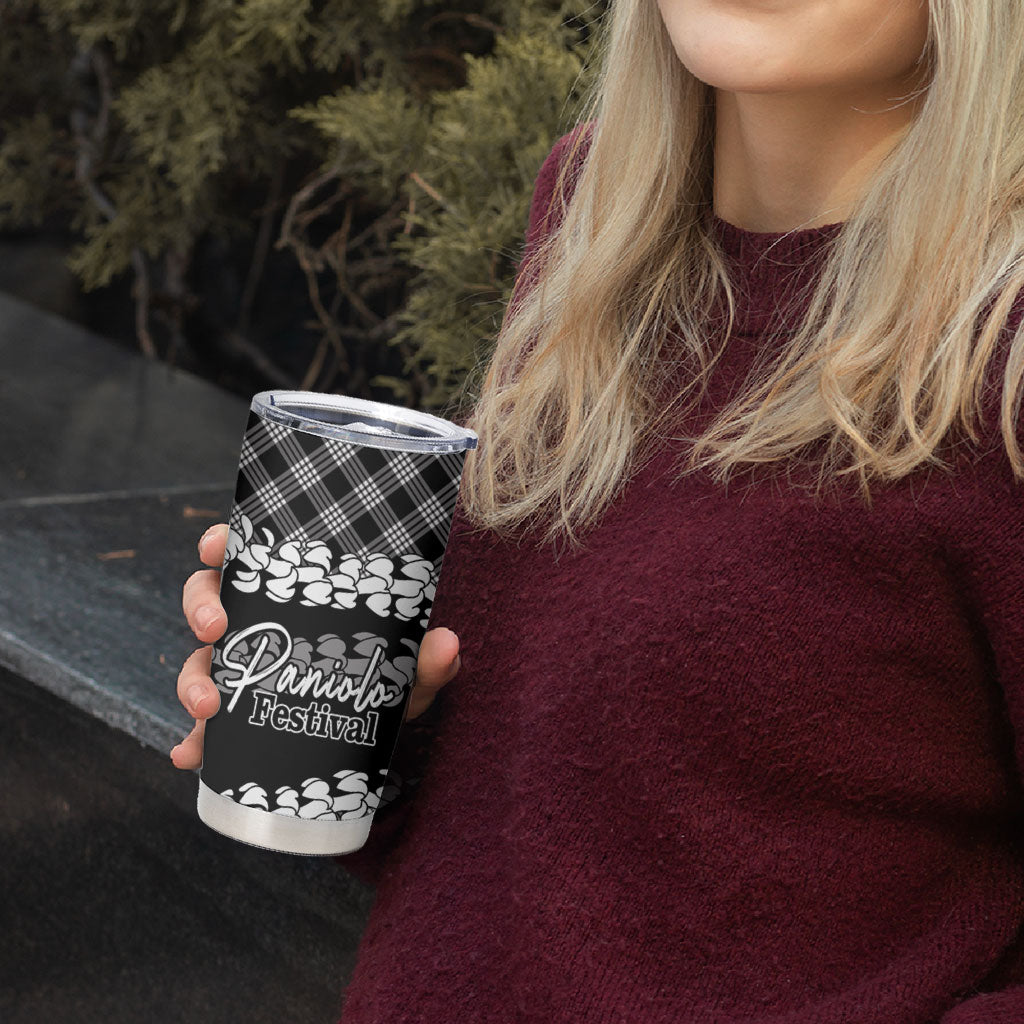 Eleele Hawaii Cowboy Palaka Motifs Personalised Tumbler Cup Paniolo Festival Puakenikeni Lei LT14 - Polynesian Pride