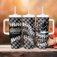 Eleele Hawaii Cowboy Palaka Motifs Personalised Tumbler With Handle Paniolo Festival Puakenikeni Lei LT14 - Polynesian Pride