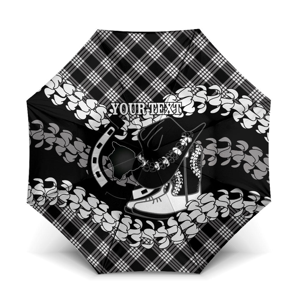 Eleele Hawaii Cowboy Palaka Motifs Personalised Umbrella Paniolo Festival Puakenikeni Lei LT14 One Size Folded 11.42 inch Opened Diameter 37.4 inch Black - Polynesian Pride