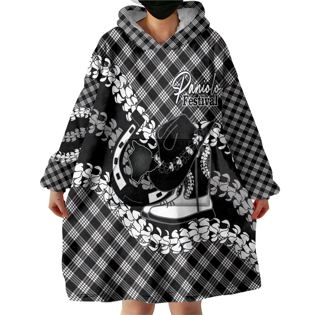 Eleele Hawaii Cowboy Palaka Motifs Personalised Wearable Blanket Hoodie Paniolo Festival Puakenikeni Lei LT14 - Polynesian Pride