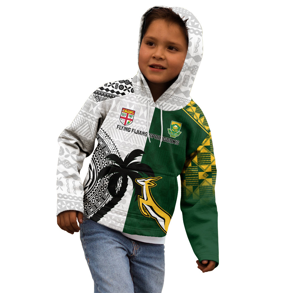 South Africa And Fiji Rugby Kid Hoodie 2023 World Cup Fijian Tapa With Kente Pattern LT14 - Polynesian Pride