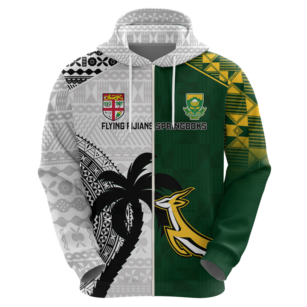 Custom South Africa And Fiji Rugby Hoodie 2023 World Cup Fijian Tapa With Kente Pattern LT14 - Polynesian Pride