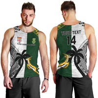 Custom South Africa And Fiji Rugby Men Tank Top 2023 World Cup Fijian Tapa With Kente Pattern LT14 - Polynesian Pride