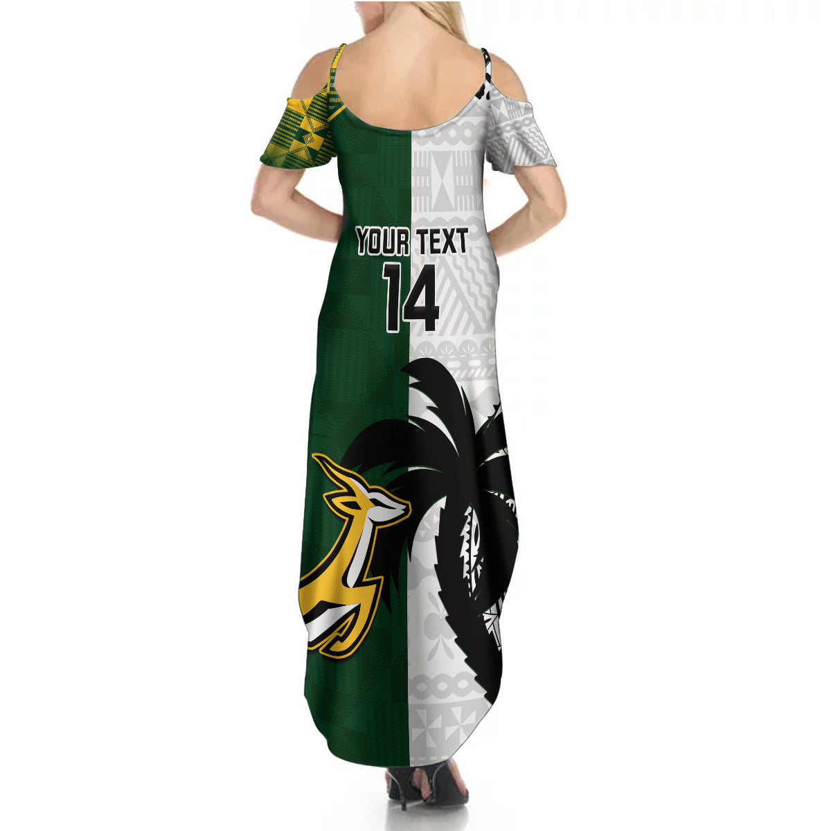 Custom South Africa And Fiji Rugby Summer Maxi Dress 2023 World Cup Fijian Tapa With Kente Pattern LT14 - Polynesian Pride