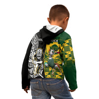 South Africa And Aotearoa Rugby Kid Hoodie 2023 Springboks Kente Combine All Black Maori Fern LT14 - Polynesian Pride