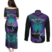 Suicide Awareness Your Story Is Not Over Yet Couples Matching Puletasi Dress and Long Sleeve Button Shirts Polynesian Butterfly Tattoo LT14 - Polynesian Pride