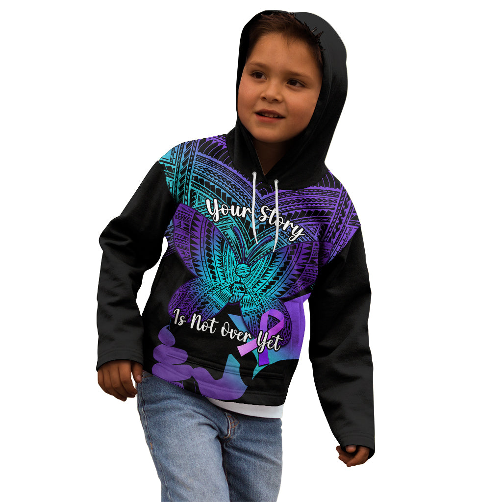 Suicide Awareness Your Story Is Not Over Yet Kid Hoodie Polynesian Butterfly Tattoo LT14 - Polynesian Pride