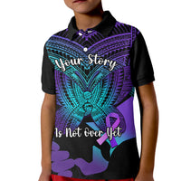 Suicide Awareness Your Story Is Not Over Yet Kid Polo Shirt Polynesian Butterfly Tattoo LT14 Kid Purple - Polynesian Pride