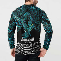 New Zealand Sulphur-crested Cockatoo Button Sweatshirt Aotearoa Maori Mix Paua Shell