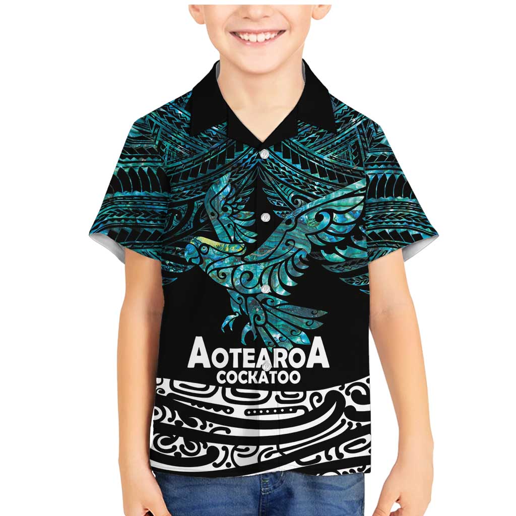 New Zealand Sulphur-crested Cockatoo Family Matching Mermaid Dress and Hawaiian Shirt Aotearoa Maori Mix Paua Shell