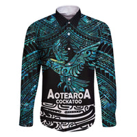 New Zealand Sulphur-crested Cockatoo Family Matching Off Shoulder Short Dress and Hawaiian Shirt Aotearoa Maori Mix Paua Shell