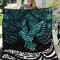 New Zealand Sulphur-crested Cockatoo Quilt Aotearoa Maori Mix Paua Shell LT14 Turquoise - Polynesian Pride