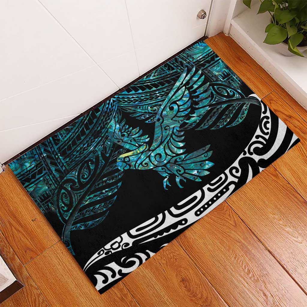 New Zealand Sulphur-crested Cockatoo Rubber Doormat Aotearoa Maori Mix Paua Shell LT14 - Polynesian Pride