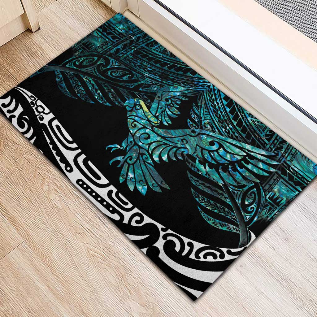 New Zealand Sulphur-crested Cockatoo Rubber Doormat Aotearoa Maori Mix Paua Shell LT14 - Polynesian Pride