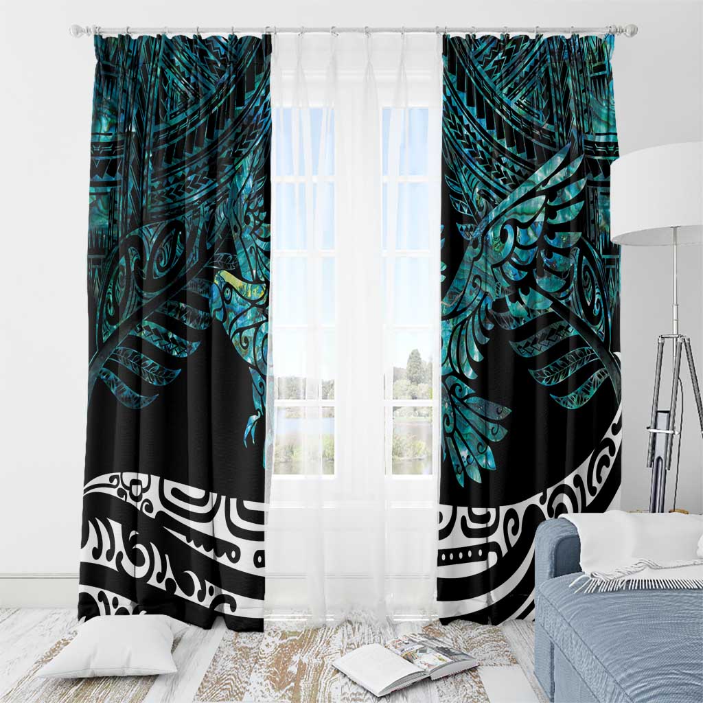 New Zealand Sulphur-crested Cockatoo Window Curtain Aotearoa Maori Mix Paua Shell