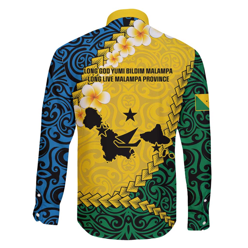 Malampa Province Family Matching Long Sleeve Bodycon Dress and Hawaiian Shirt Vanuatu Map - Plumeria Flag Color