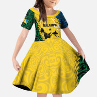 Malampa Province Family Matching Summer Maxi Dress and Hawaiian Shirt Vanuatu Map - Plumeria Flag Color