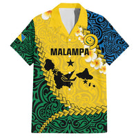 Malampa Province Family Matching Summer Maxi Dress and Hawaiian Shirt Vanuatu Map - Plumeria Flag Color