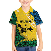 Malampa Province Family Matching Summer Maxi Dress and Hawaiian Shirt Vanuatu Map - Plumeria Flag Color