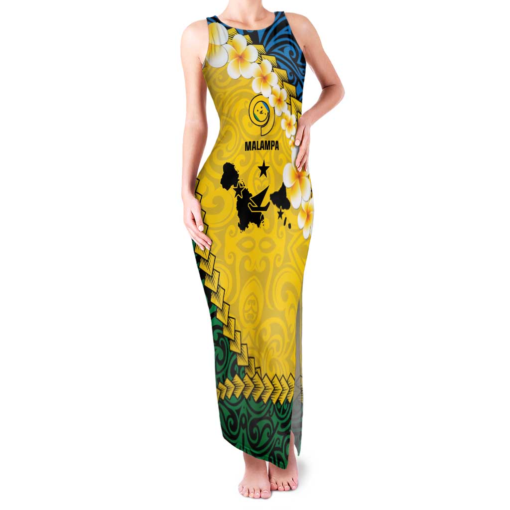 Malampa Province Family Matching Tank Maxi Dress and Hawaiian Shirt Vanuatu Map - Plumeria Flag Color