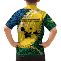 Malampa Province Kid Hawaiian Shirt Vanuatu Map - Plumeria Flag Color