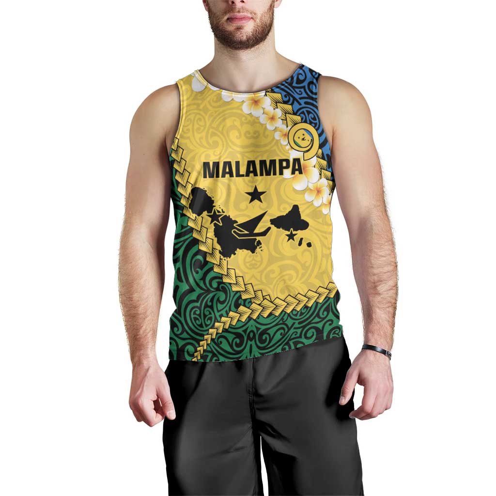 Malampa Province Men Tank Top Vanuatu Map - Plumeria Flag Color
