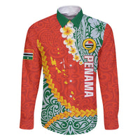 Penama Province Family Matching Long Sleeve Bodycon Dress and Hawaiian Shirt Vanuatu Map - Plumeria Flag Color