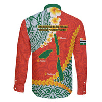 Penama Province Family Matching Long Sleeve Bodycon Dress and Hawaiian Shirt Vanuatu Map - Plumeria Flag Color