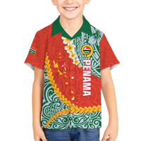 Penama Province Family Matching Off Shoulder Short Dress and Hawaiian Shirt Vanuatu Map - Plumeria Flag Color