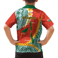 Penama Province Family Matching Summer Maxi Dress and Hawaiian Shirt Vanuatu Map - Plumeria Flag Color