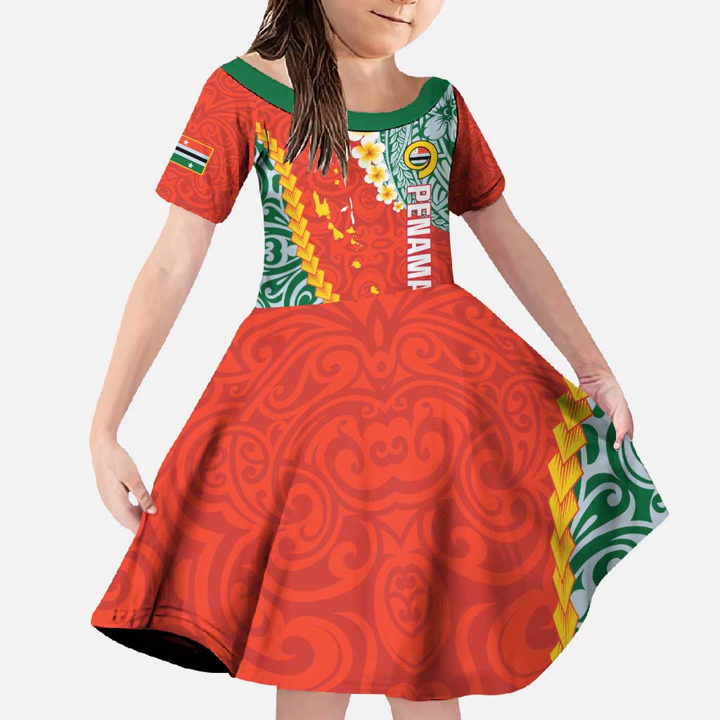 Penama Province Family Matching Summer Maxi Dress and Hawaiian Shirt Vanuatu Map - Plumeria Flag Color