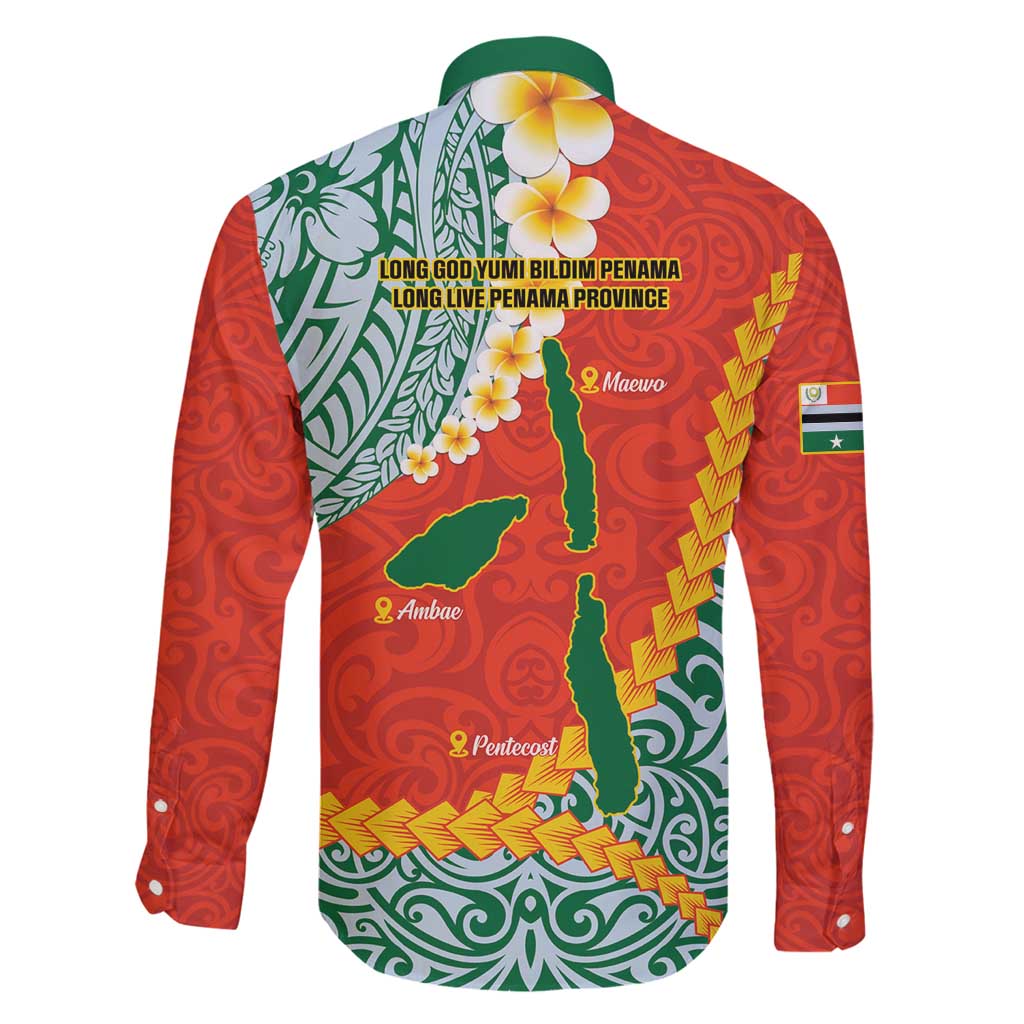 Penama Province Family Matching Summer Maxi Dress and Hawaiian Shirt Vanuatu Map - Plumeria Flag Color