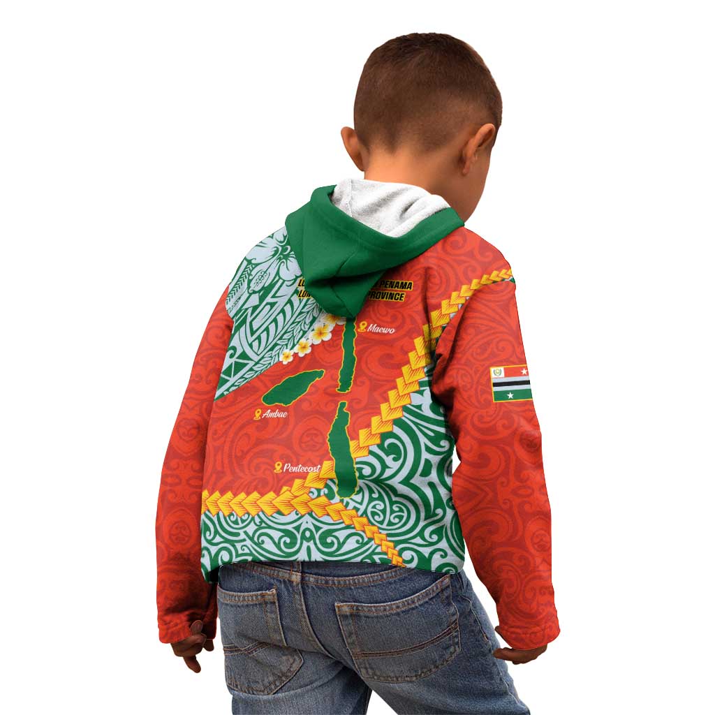 Penama Province Kid Hoodie Vanuatu Map - Plumeria Flag Color LT14 - Polynesian Pride