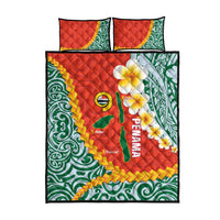 Penama Province Quilt Bed Set Vanuatu Map - Plumeria Flag Color