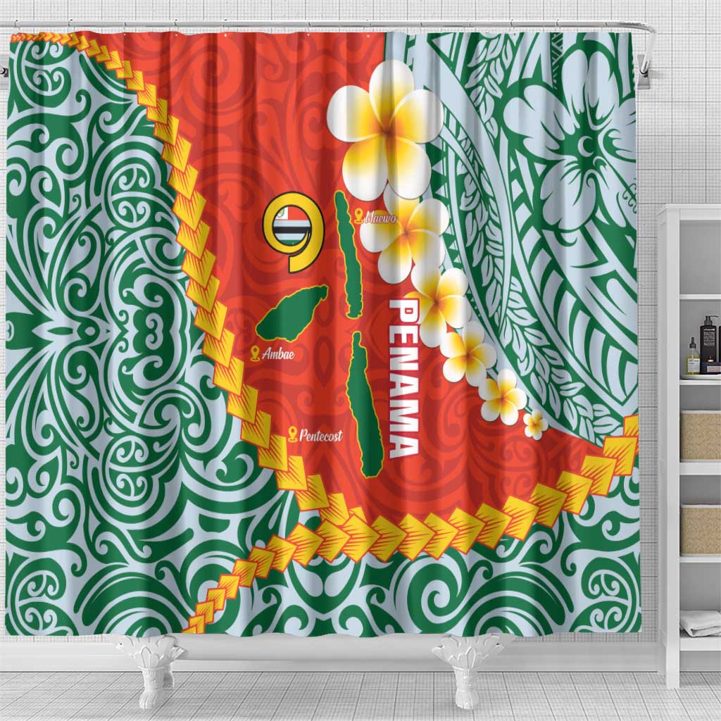 Penama Province Shower Curtain Vanuatu Map - Plumeria Flag Color