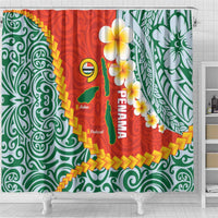 Penama Province Shower Curtain Vanuatu Map - Plumeria Flag Color