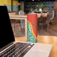 Penama Province Skinny Tumbler Vanuatu Pattern Map With Plumeria Flag Color