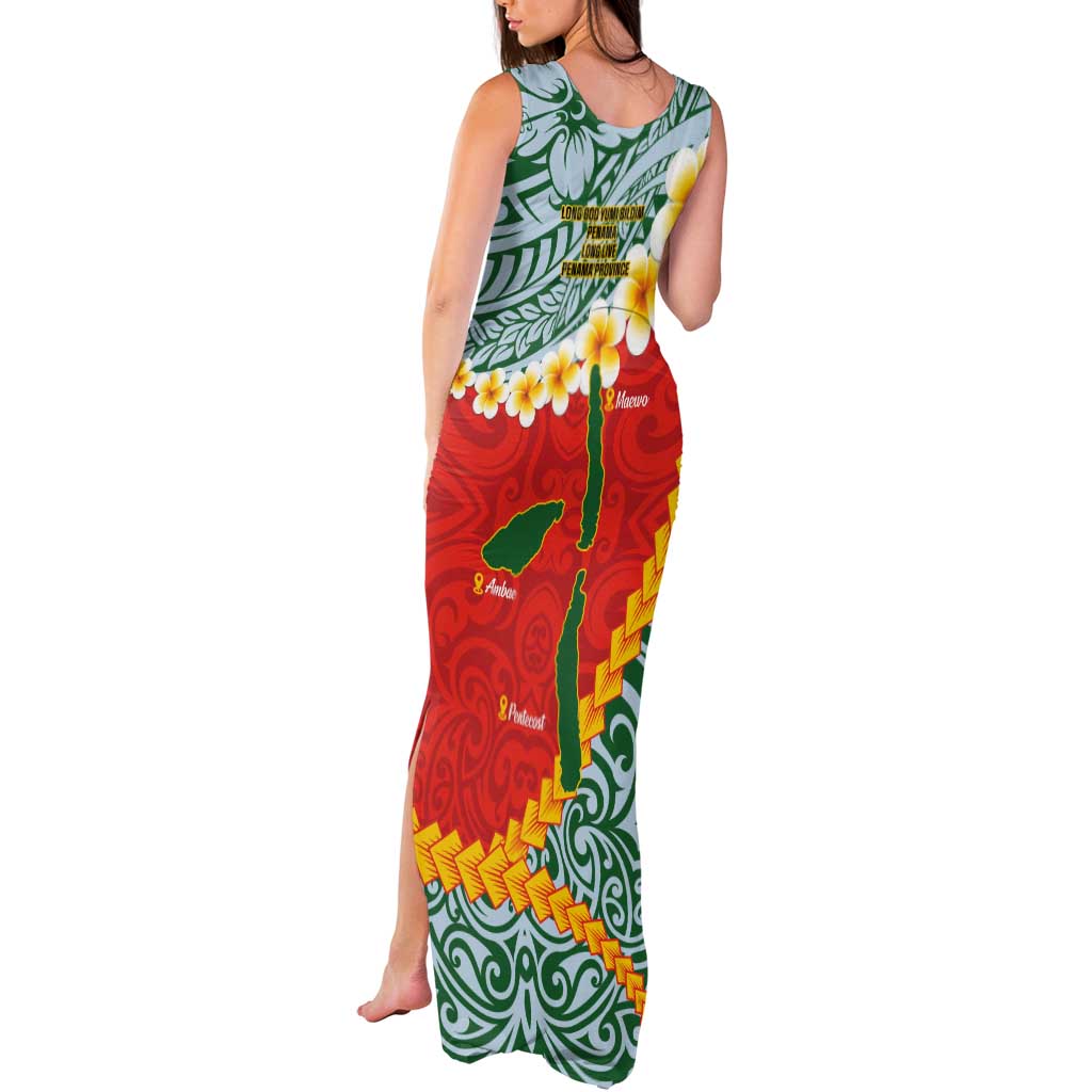 Penama Province Tank Maxi Dress Vanuatu Map - Plumeria Flag Color