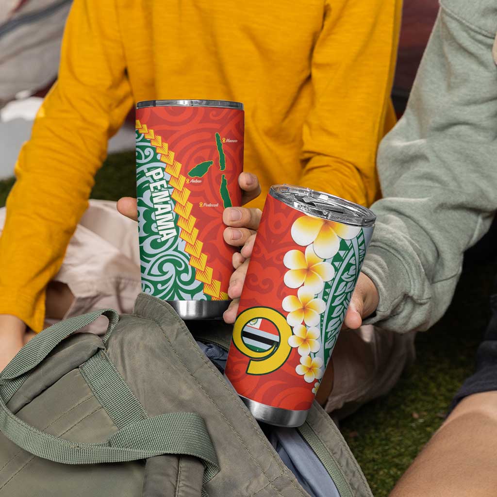 Penama Province Tumbler Cup Vanuatu Pattern Map With Plumeria Flag Color